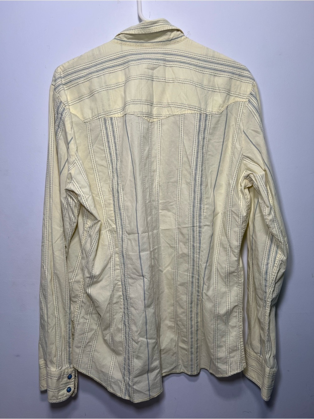 Diesel Space Research Center Yellow Striped Snap Button Shirt XL Y2K Utility - Picture 11 of 15